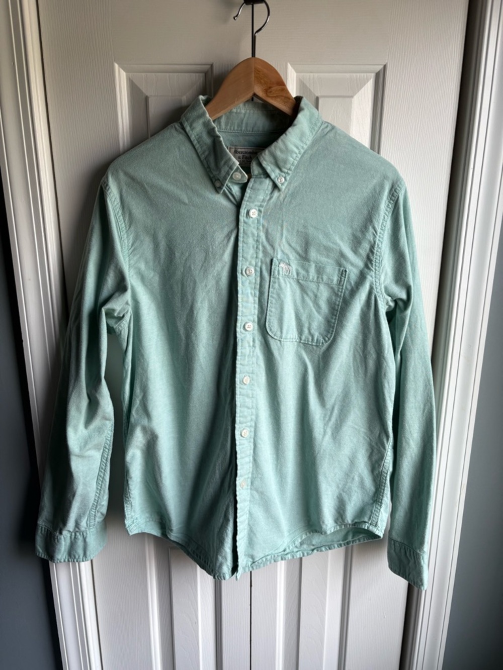 Abercrombie & Fitch Mens Lt. Green Long Sleeve Button-Up Shirt Size Large *READ